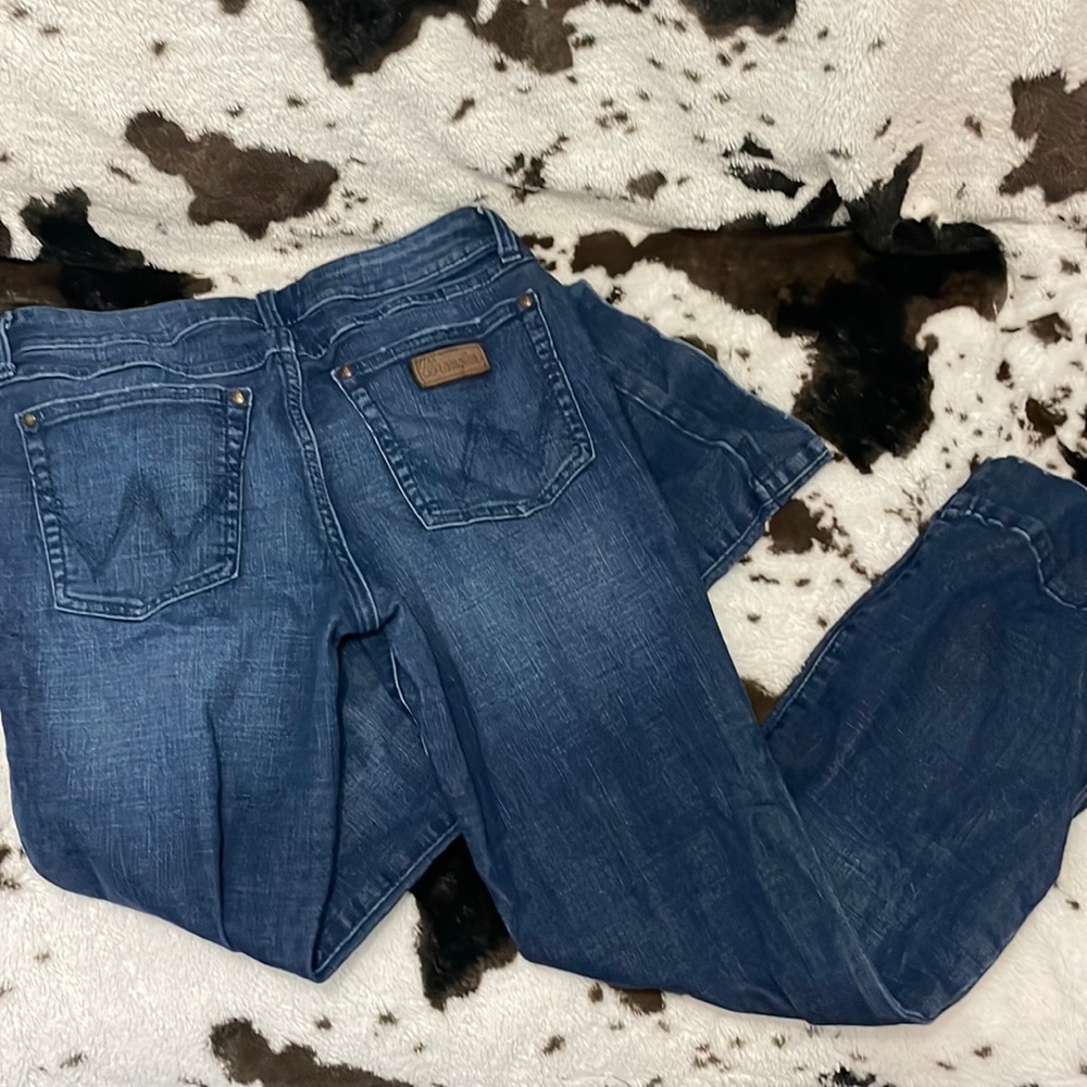 Wrangler Retro Women's Dark Wash Mid Rise Wide Leg Trouser 9x30